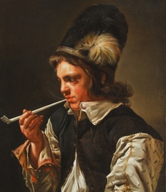 Young Man Smoking a Pipe