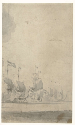 Zeeslag bij Lowestoft op 13 Juni 1665 by Willem van de Velde I