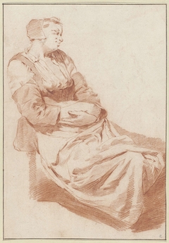 Zittende vrouw met haar hoofd naar rechts gewend en haar handen rustend in haar schoot by Unknown Artist