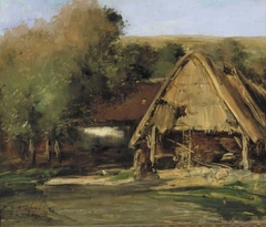 A Barn in a Landscape With Trees by Antoine Vollon