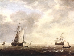 A Dutch Man-of-war and Various Vessels in a Breeze by Simon de Vlieger