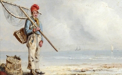 A Fisherboy with Lobster Pots by the Sea by Joseph Stannard