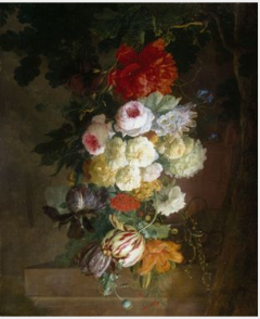 A Garland of Flowers Hanging from a Bough by Jacob Xavery