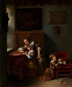 A Lady teaching a Child to Read by Caspar Netscher