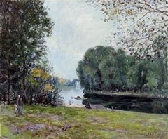 A Turn of the River Loing, Summer by Alfred Sisley
