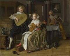 A Young Man and Woman making Music