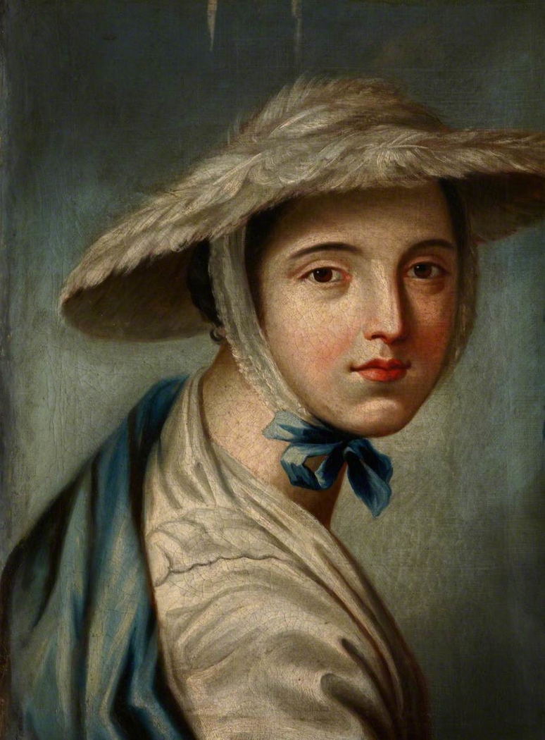 A Young Woman in a Feather Hat (after Hoare of Bath)