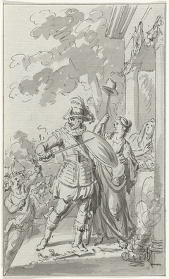 Allegorie met de Prins van Oranje (?) die de Vrijheid en het Geloof beschermt tegen Razernij by Jacobus Buys