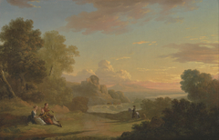 An Imaginary Landscape with a Traveller and Figures Overlooking the Bay of Baiae by Thomas Jones