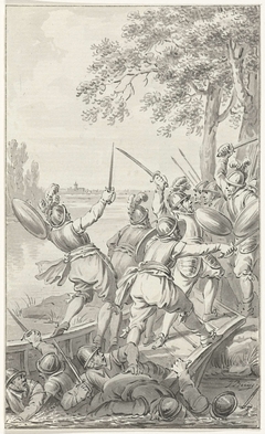 Arent van Benschop en Jan van Renesse verdrinken in de Lek, 1304 by Jacobus Buys