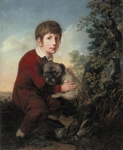 Boy with a dog by Feodosiy Yanenko