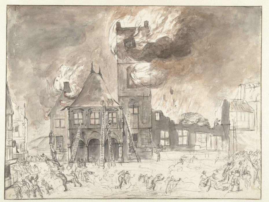 Brand in het oude stadhuis te Amsterdam