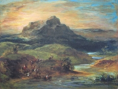 Cavaliers arabes franchissant le Sébou by Eugène Delacroix