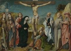 Christ on the Cross with the Virgin, Saint John, Mary Magdalene and Saints Cecilia and Barbara (left) and Peter, Francis and Jerome (right)