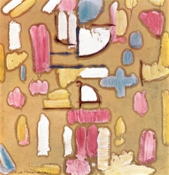 Color study with pink, blue, yellow and white by Piet Mondrian