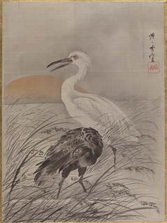 Cranes in Marsh by Kawanabe Kyōsai