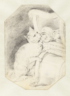 De kat likt de kandelaar by Cornelis Visscher II
