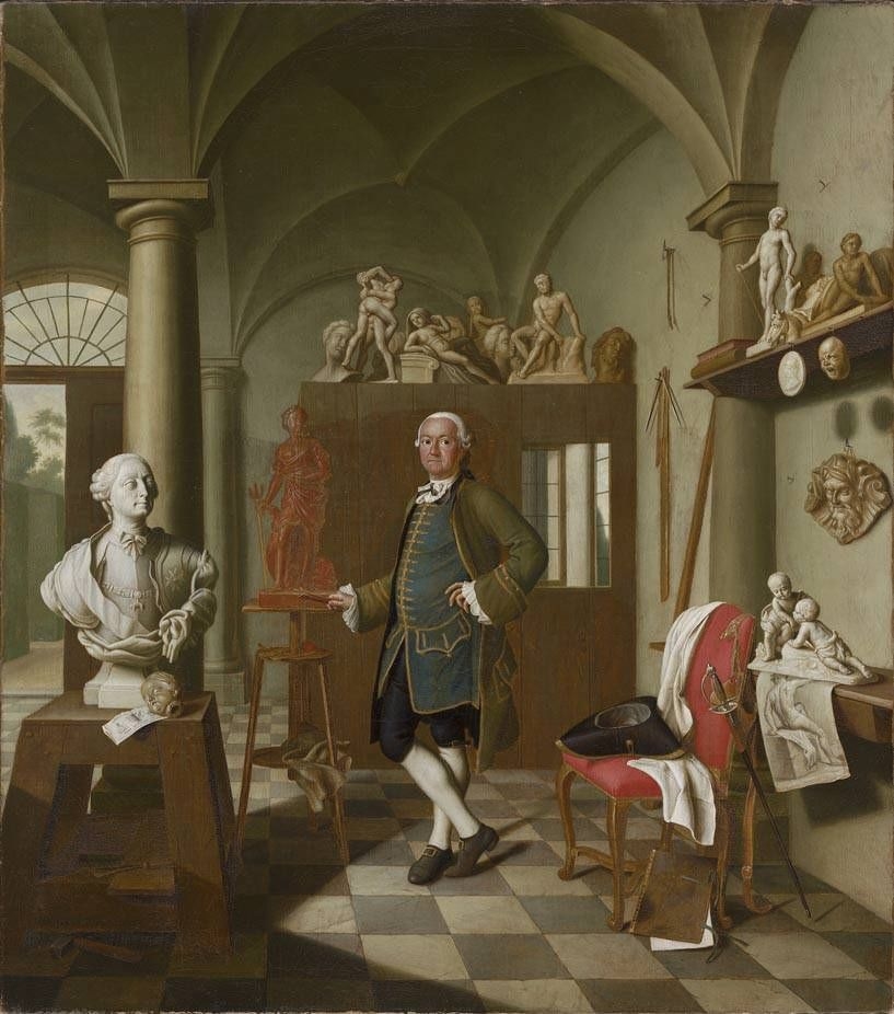 Der Bildhauer Charles de Grof in seinem Atelier