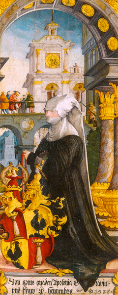 Die kniende Stifterin Gräfin Apollonia von Henneberg – Christus am Ölberg by Master of Meßkirch