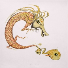 Dragon and small fish by federico cortese