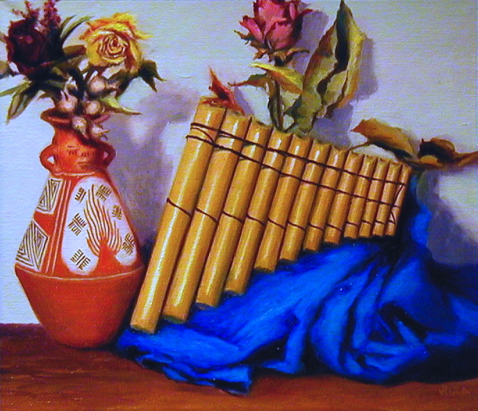 "El Musico II: Pipes of Pan" by Lydia Martin (18"x22") oil on Belgian linen