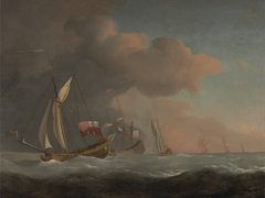 English Royal Yachts at Sea in a Strong Breeze, in Company with a Ship Flying the Royal Standard by Anonymous