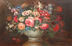 English Summer Flowers in a Stone Vase by David Paton