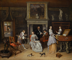 Fantasy Interior with Jan Steen and the Family of Gerrit Schouten by Jan Steen