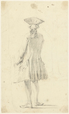 Figuurstudie van een staande man,  op de rug gezien by Simon Fokke