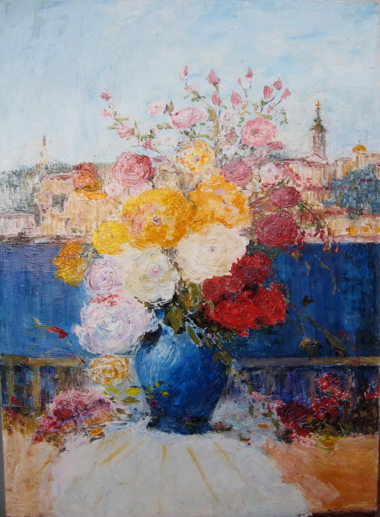 Flowers in Blue Vase and Belgrade