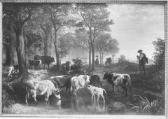 Heimkehr der Herde an einem Herbstabend by Friedrich Voltz