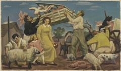 Indiana Farming (mural study, Tipton, Indiana Post Office) by Donald Mattison