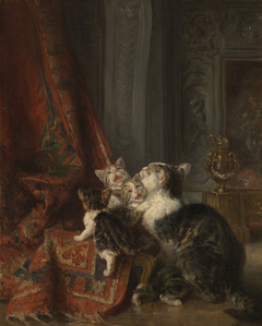 Interieur met katten by Eugène Lambert