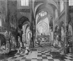 Interior of a Catholic Church by Isaak van Nickelen