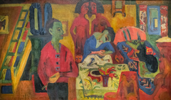 Interior with painter by Ernst Ludwig Kirchner