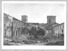 Italian courtyard and church