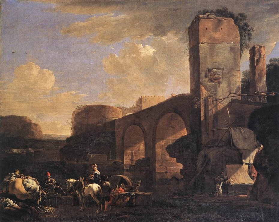 Italianate Landscape with a River and an Arched Bridge