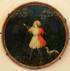 Jeune chasseur au faucon by Master of the Bargello Tondo