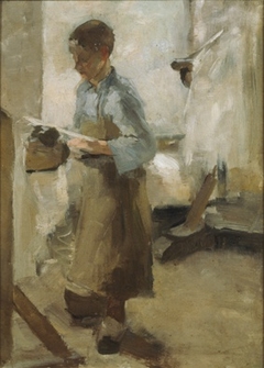 Jonge arbeider aan een spanbok by Anthon van Rappard