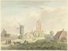 Kerk van het dorp Westkapelle in Zeeland by Hermanus Petrus Schouten