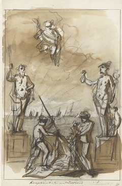 Koophandel en Zeevaart, decoratie op de Nieuwmarkt, 1795