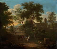 Landscape with a Church and Mules on a Path by Jacob de Heusch