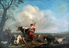 Landscape with cattle by Giovanni Rocca