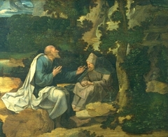 Landscape with the hermits Paul and Anthony by Jan Wellens de Cock