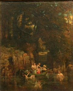 Les Baigneuse ; souvenir de Charenton by Alexandre-Victor Fontaine
