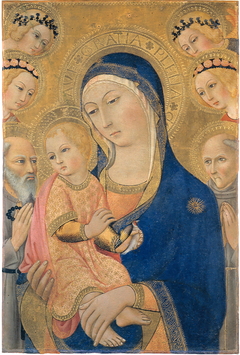 Madonna and Child with Saint Jerome, Saint Bernardino, and Angels by Sano di Pietro