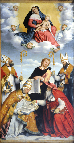Madonna con Gesù Bambino in gloria, i quattro dottori della Chiesa e San Giovanni Evangelista