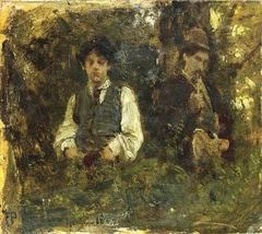 Michetti with the painter Edoardo Dalbono in the woods of Capodimonte by Francesco Paolo Michetti