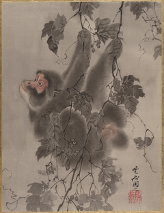 Monkey Hanging from Grapevines by Kawanabe Kyōsai