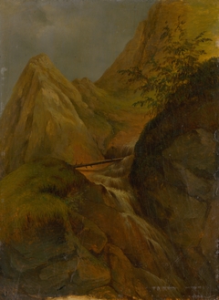 Mountain Landscape with a Waterfall by Jozef Božetech Klemens